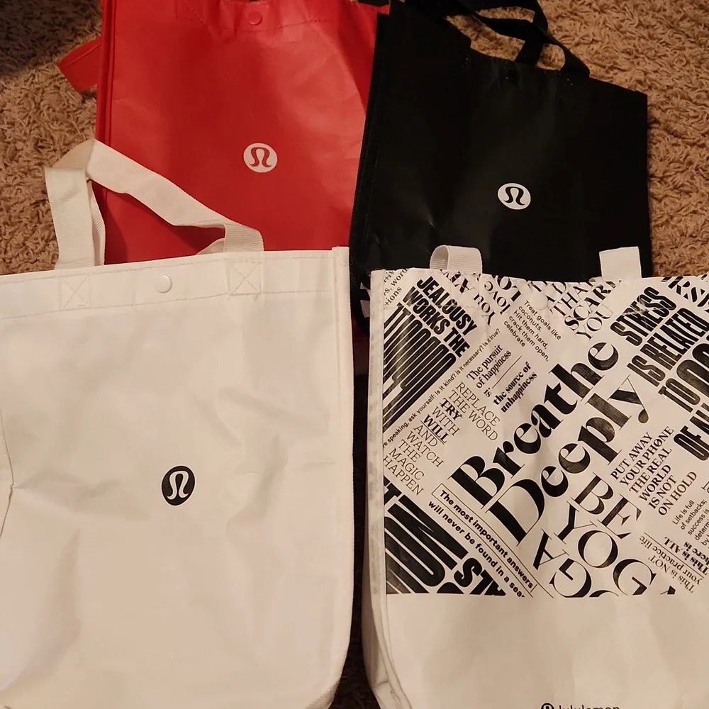 lululemon athletica Black, Red and White Tote Bags Total Of 4 - Picture 2 of 6
